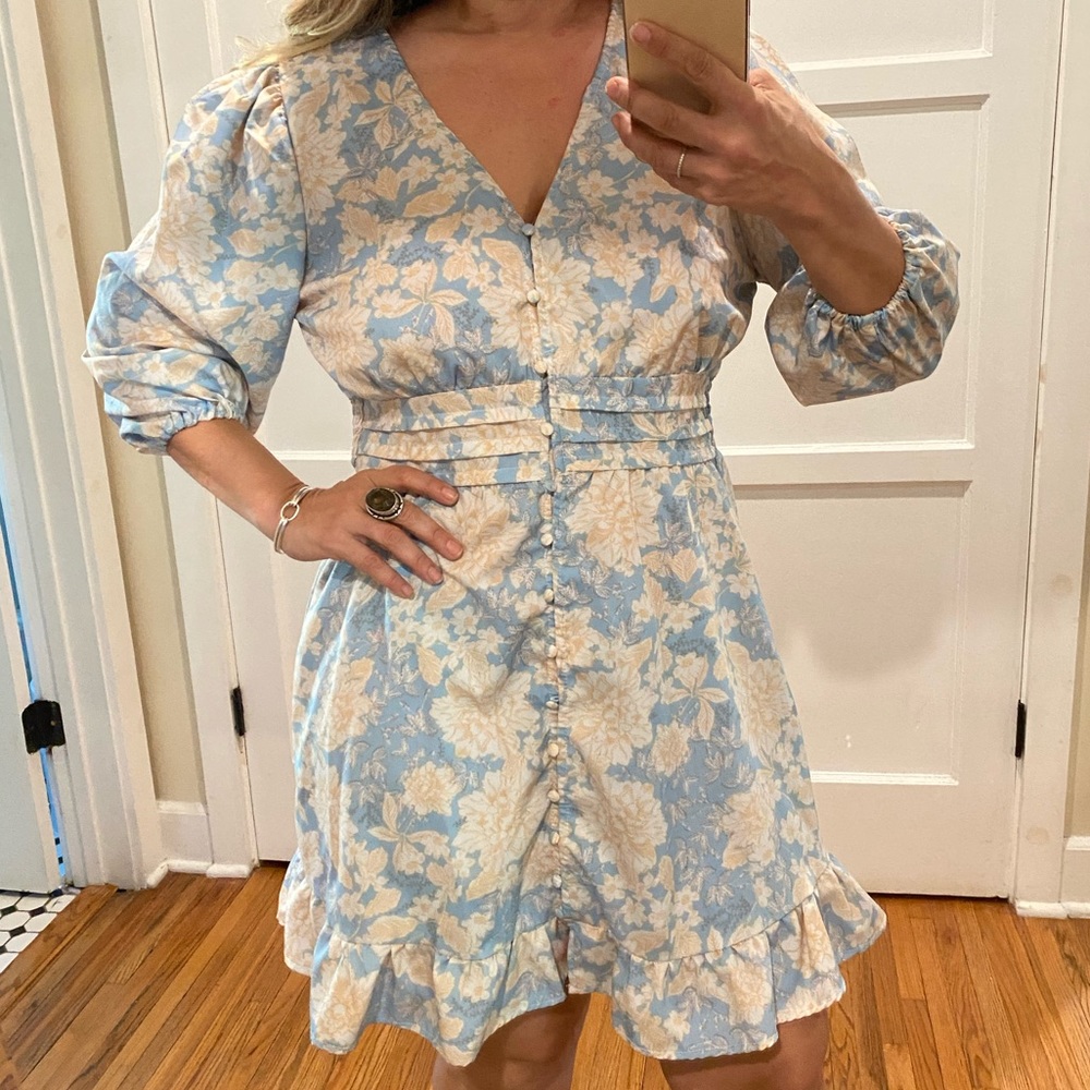 Short peasant flower dress